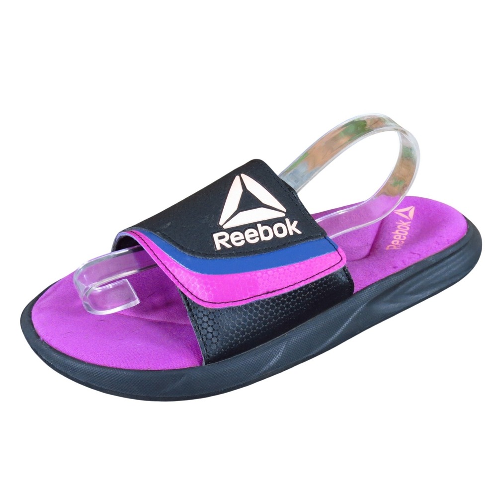 Reebok Delta Flow Womens Slide Sandals Size 8 Athletic Pool Shoes Black Purple